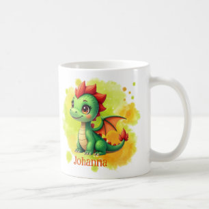 Niedlicher Babydrache grün orange - Kindertasse Kaffeetasse