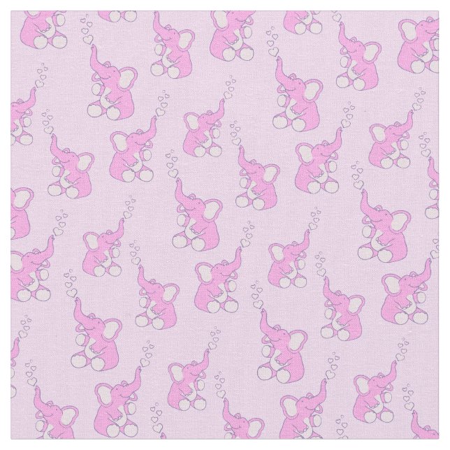 Niedlicher Babyelefant, gemustert rosa Stoff (Nahaufnahme)