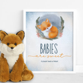 Niedlicher Babyfuchs Schneewinters Babys sind süß Poster