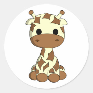 Niedlicher Babygiraffe kawaii Cartoon scherzt Runder Aufkleber