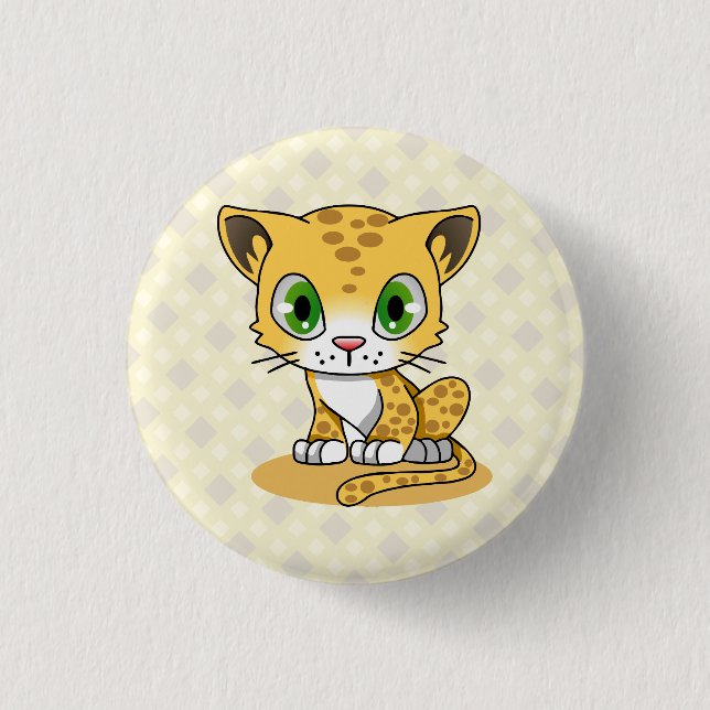 Niedlicher Babyleopard kawaii Cartoon scherzt Button (Vorderseite)