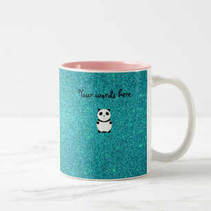 Niedlicher Babypanda-Türkis-Glitter Zweifarbige Tasse