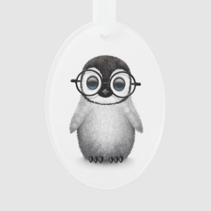 Niedlicher Babypenguin-tragende Augen-Gläser auf Ornament