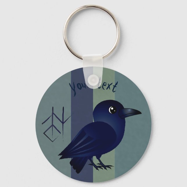 Niedlicher Babyraven mit Runensymbol der Weisheit  Schlüsselanhänger (Vorderseite)