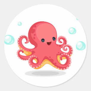 Niedlicher Babytopus Runder Aufkleber