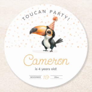 Niedlicher Babytoucan, Kindergeburtstag Runder Pappuntersetzer