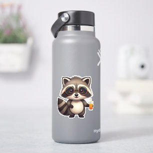 Niedlicher Babytracoon mit Orangensaft Aufkleber