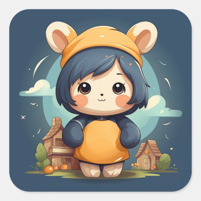 Niedlicher Babytragen Quadratischer Aufkleber (Vorderseite)