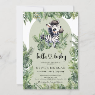 Niedlicher Babyzebra Tropische Vegetation Einladung