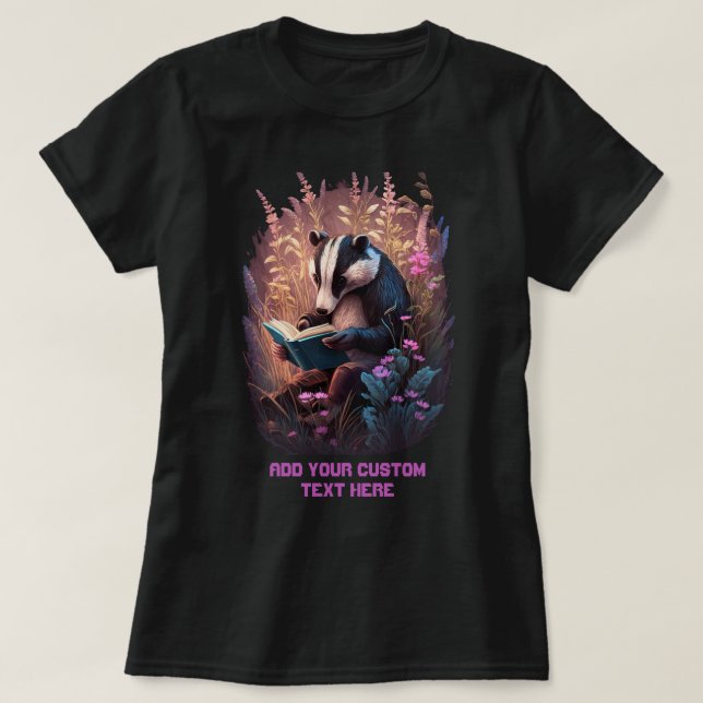 Niedlicher Badger, der ein Buch liest, Badger Lieb T-Shirt (Design vorne)