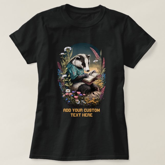 Niedlicher Badger, der ein Buch liest, Badger Lieb T-Shirt (Design vorne)