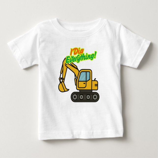 Niedlicher Bagger Kids T - Shirt - "Ich tu alles!" (Vorderseite)