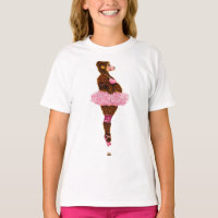 Niedlicher Ballerina Bear T - Shirt Pink Tutu