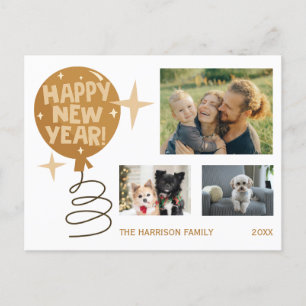 Niedlicher Ballon Drei Fotos Neujahr Postkarte