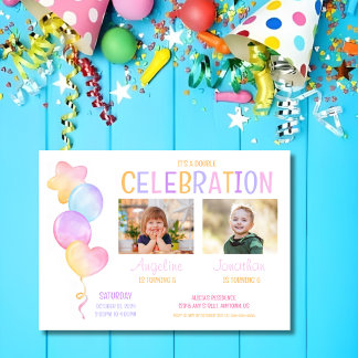 Niedlicher Ballon Kinder Foto Geburtstag Einladung