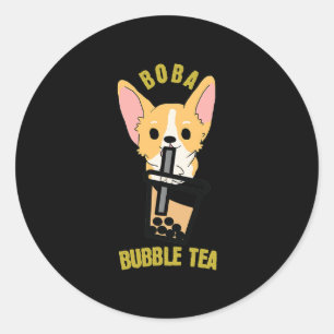 Niedlicher Ballontee Boba Milk Tee Anime Corgi Runder Aufkleber