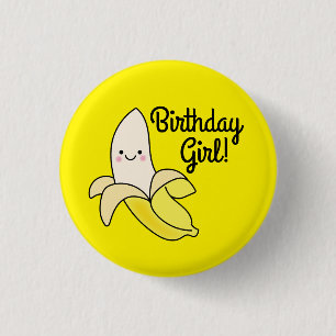 Niedlicher Bananen-Kindergeburtstag Kawaii Button
