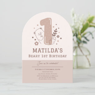 Niedlicher Bär 1. Geburtstag Einladung