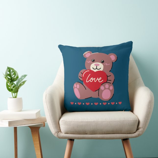 Niedlicher Bär am Valentinstag Kissen (Stuhl )