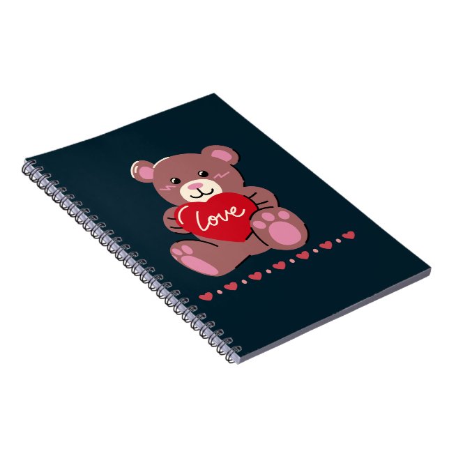 Niedlicher Bär am Valentinstag Notizblock (Rechte Seite)