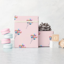 Niedlicher Bär & Balloons Girl Geschenkpapier