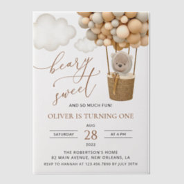 Niedlicher Bär, Beige Balloons, erster Geburtstag