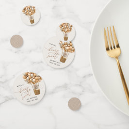 Niedlicher Bär, Beige Balloons, erster Geburtstag Konfetti