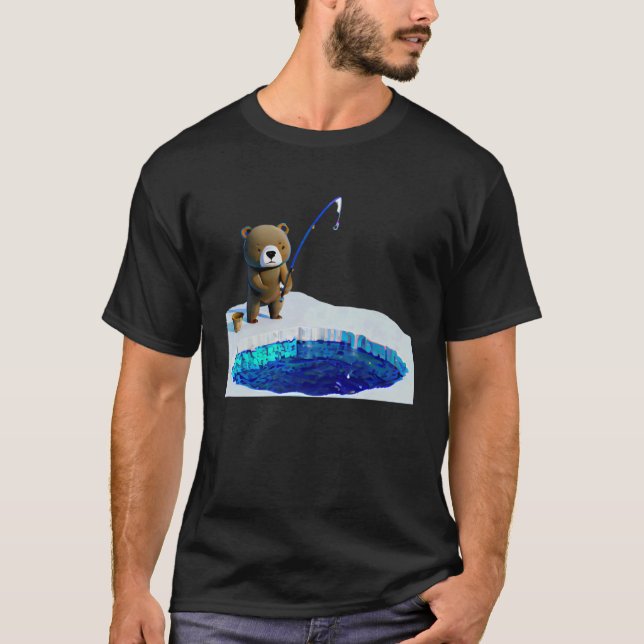 Niedlicher Bär beim Eisangeln T-Shirt (Vorderseite)