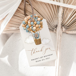 Niedlicher Bär, Blaue Balloons, erster Geburtstag Geschenkanhänger