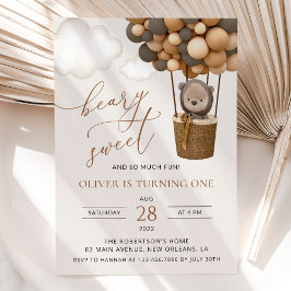 Niedlicher Bär, Braunbäume, erster Geburtstag Einladung