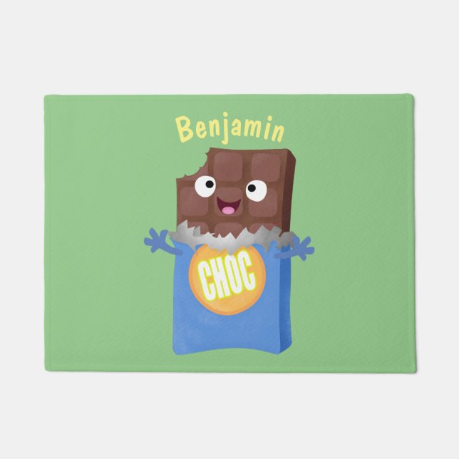 Niedlicher Bar-Cartoon-Charakter mit Schokoladenko Fußmatte (Vorderseite)