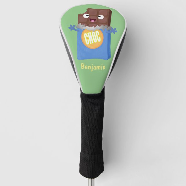 Niedlicher Bar-Cartoon-Charakter mit Schokoladenko Golf Headcover (Vorderseite)