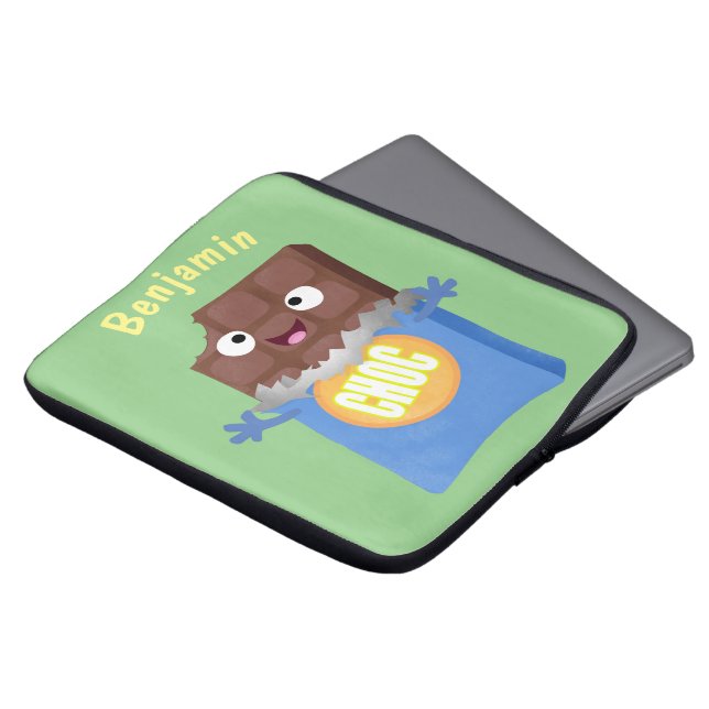 Niedlicher Bar-Cartoon-Charakter mit Schokoladenko Laptopschutzhülle (Vorne Oben)