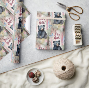 Niedlicher Bär Die Girl-Babydusche Geschenkpapier