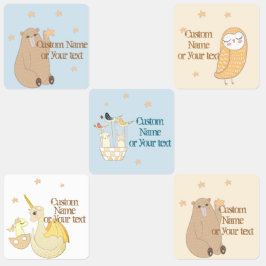 Niedlicher Bär, Drachen, Eule, Personalisierte Ste Etiketten