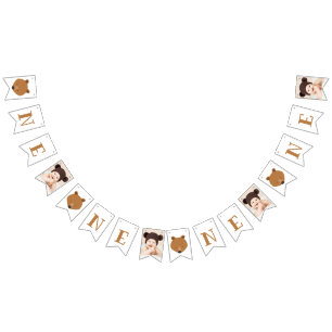 Niedlicher Bär ein Foto erster Geburtstag Wimpelkette