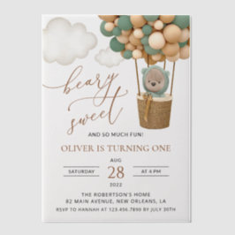 Niedlicher Bär, Grüne Balloons, erster Geburtstag