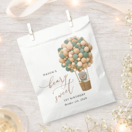 Niedlicher Bär, Grüne Balloons, erster Geburtstag Geschenktütchen