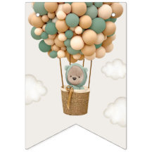 Niedlicher Bär, Grüne Balloons, erster Geburtstag