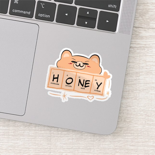 Niedlicher Bär "Honey" Vinyl Sticker (Detail)
