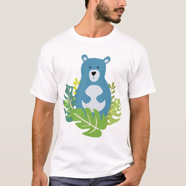 niedlicher Bär im Wald T-Shirt (Vorderseite)