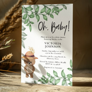 Niedlicher Bär in der Wood Baby-Dusche Einladung