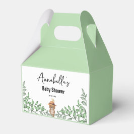 Niedlicher Bär in der Wood Baby-Dusche Geschenkschachtel