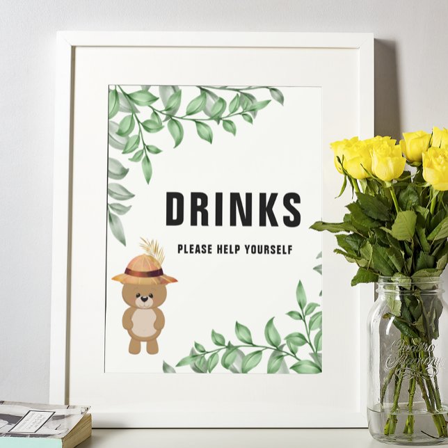 Niedlicher Bär in der Wood Drinks Kinderdusche Poster (Von Creator hochgeladen)
