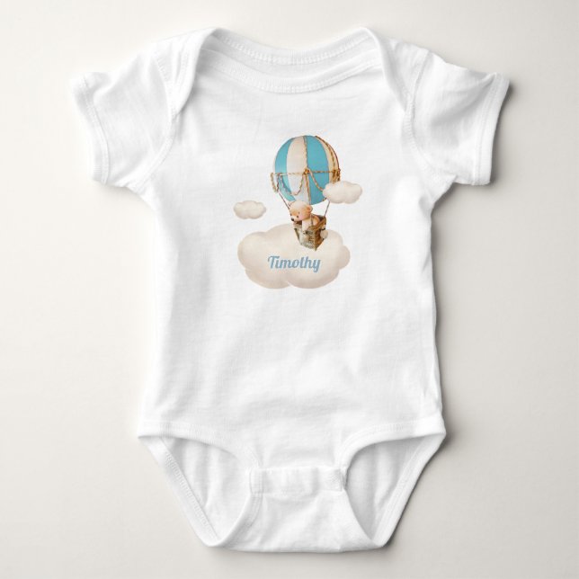Niedlicher Bär in Hot-Air-Balloon Baby Bodysuit Strampler (Vorderseite)
