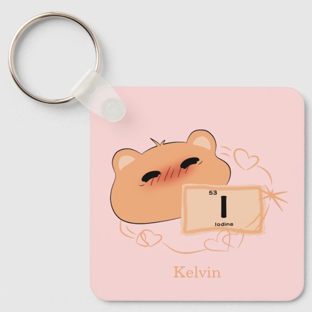 Niedlicher Bär in Liebe "I" Personalisieren Sie Co Schlüsselanhänger (Vorderseite)