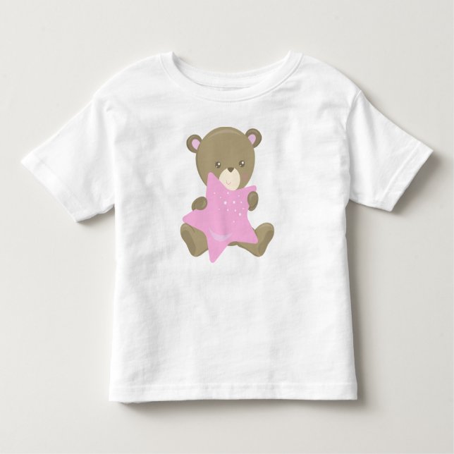 Niedlicher Bär, kleiner Bär, Babybär, Bär mit Ster Kleinkind T-shirt (Vorderseite)