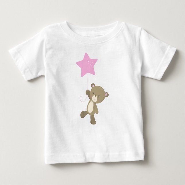 Niedlicher Bär, kleiner Bär, Bär mit Ballon, Star Baby T-shirt (Vorderseite)
