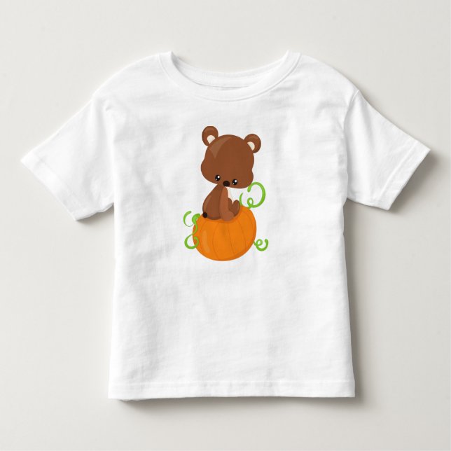Niedlicher Bär, kleiner Bär, brauner Bär, Kürbisku Kleinkind T-shirt (Vorderseite)