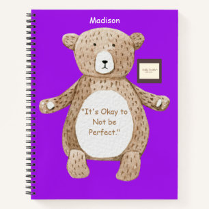 Niedlicher Bär Lila Kinder Inspiration Notizbuch